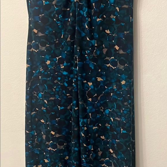 White House Black Market Blue Ruched Midi Dress length 44” pit to pit 20” - Picture 5 of 11